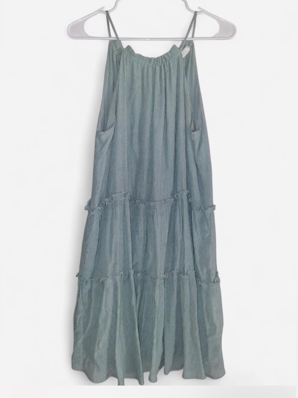Lush Storm Cloud Blue Tiered Spaghetti-Strap Maxi Dress